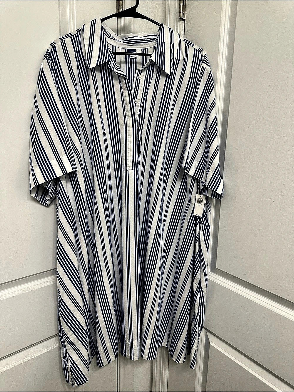 Old Navy Mini Shirt Dress Striped Blue & White 3X NWT